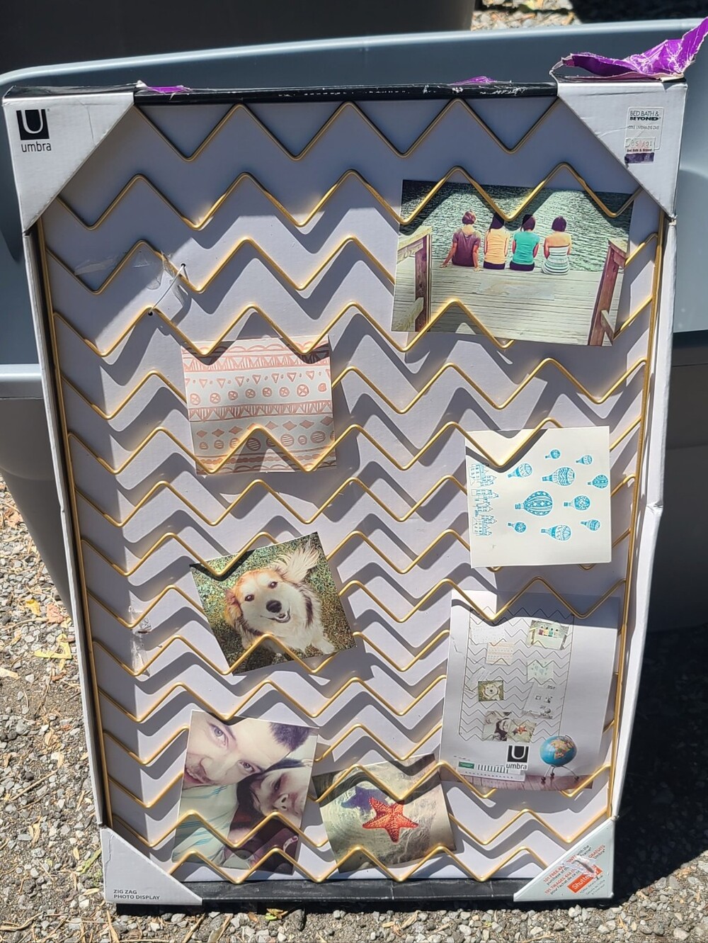 Umbra Gold & White Chevron Photo Grid Display